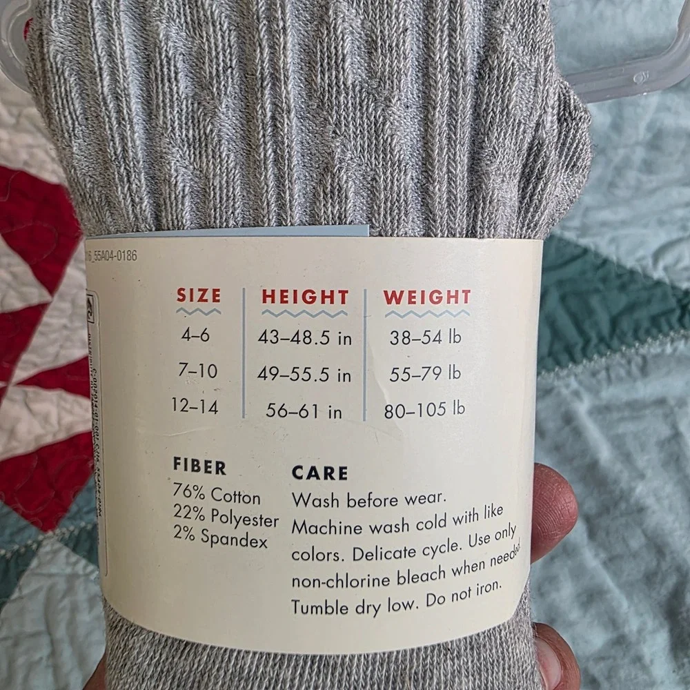 Cat & Jack Girls 2pk Cotton Sweater Tights Black Heather Gray Size 4-6